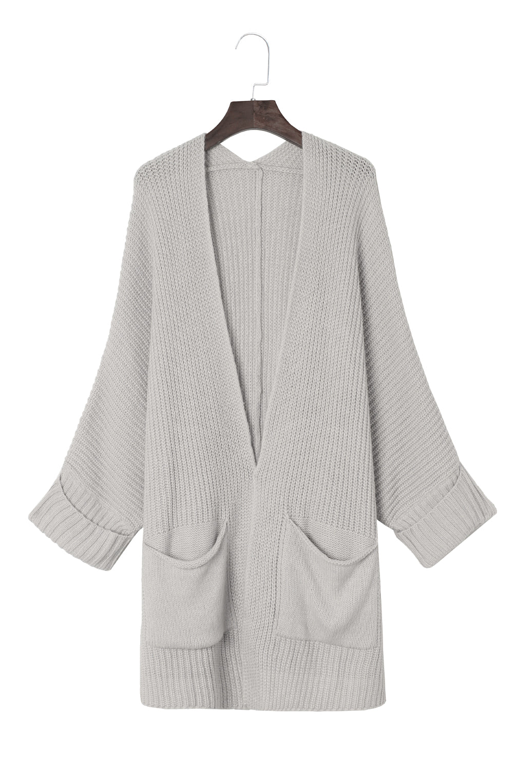 Gray Oversized Fold Over Sleeve Sweater Cardigan