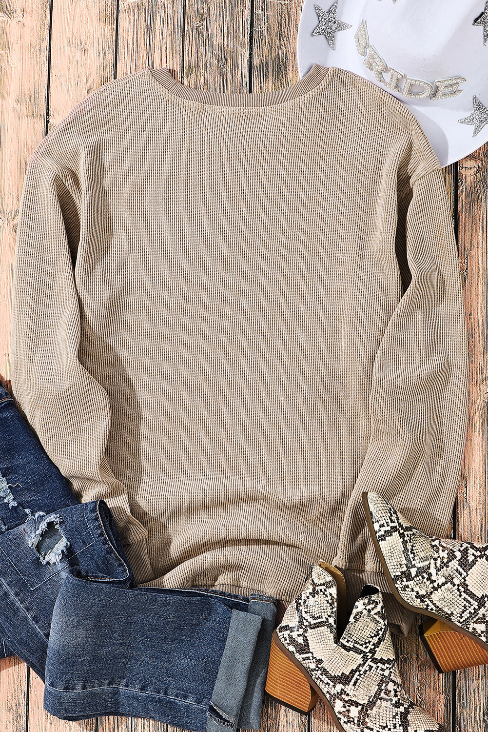 Corded Crew Neck Sweatshirt