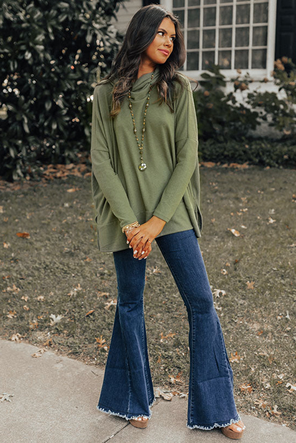 Cowl Neck Shift Tunic Top