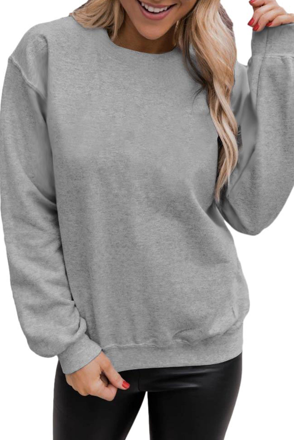 Solid Classic Crewneck Pullover Sweatshirt