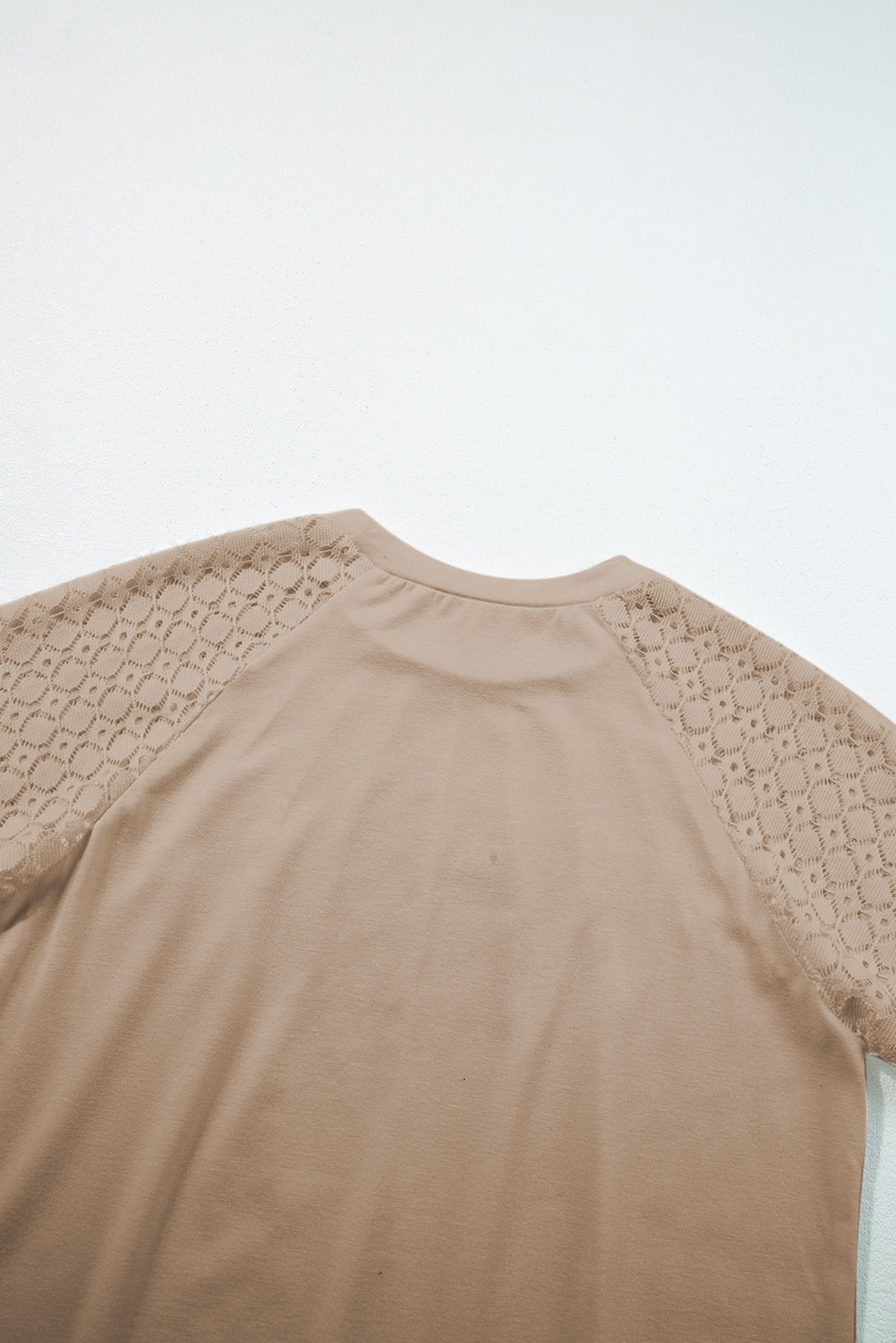 Seamed Detail Contrast Lace Raglan Sleeve Tee