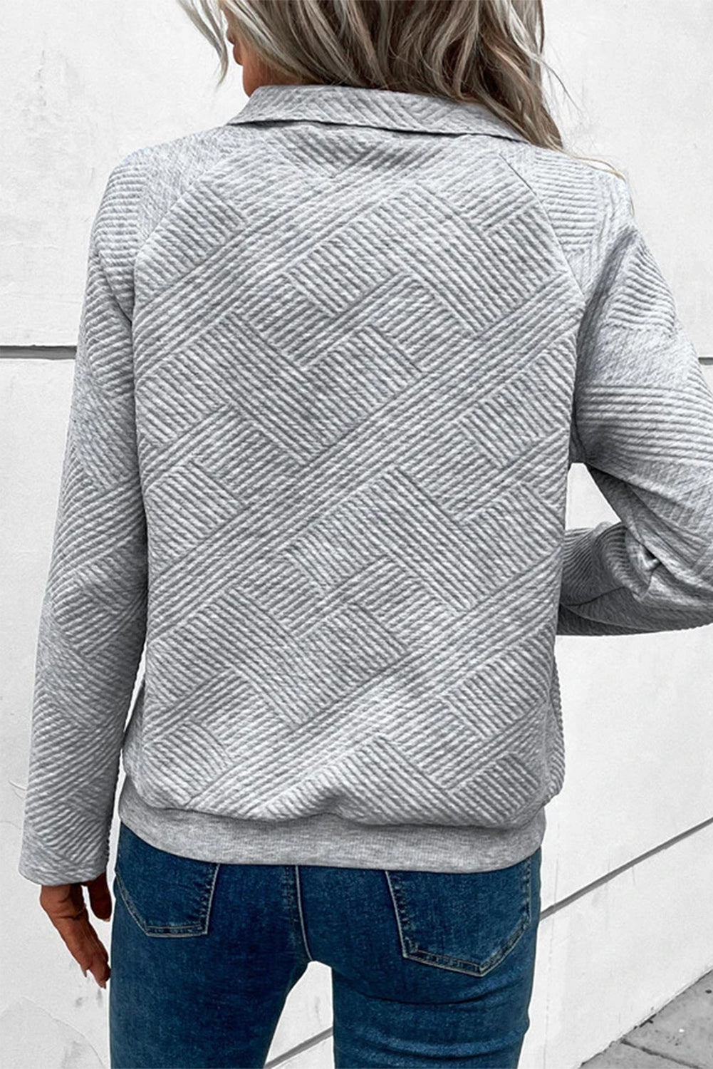 Textured Knit Buttoned Kangaroo Pocket Sweatshirt