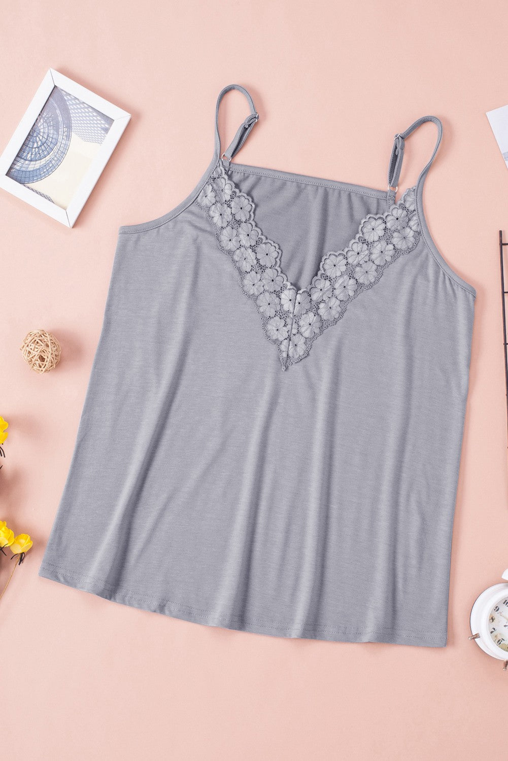 Lace Splicing V Neck Cami Top