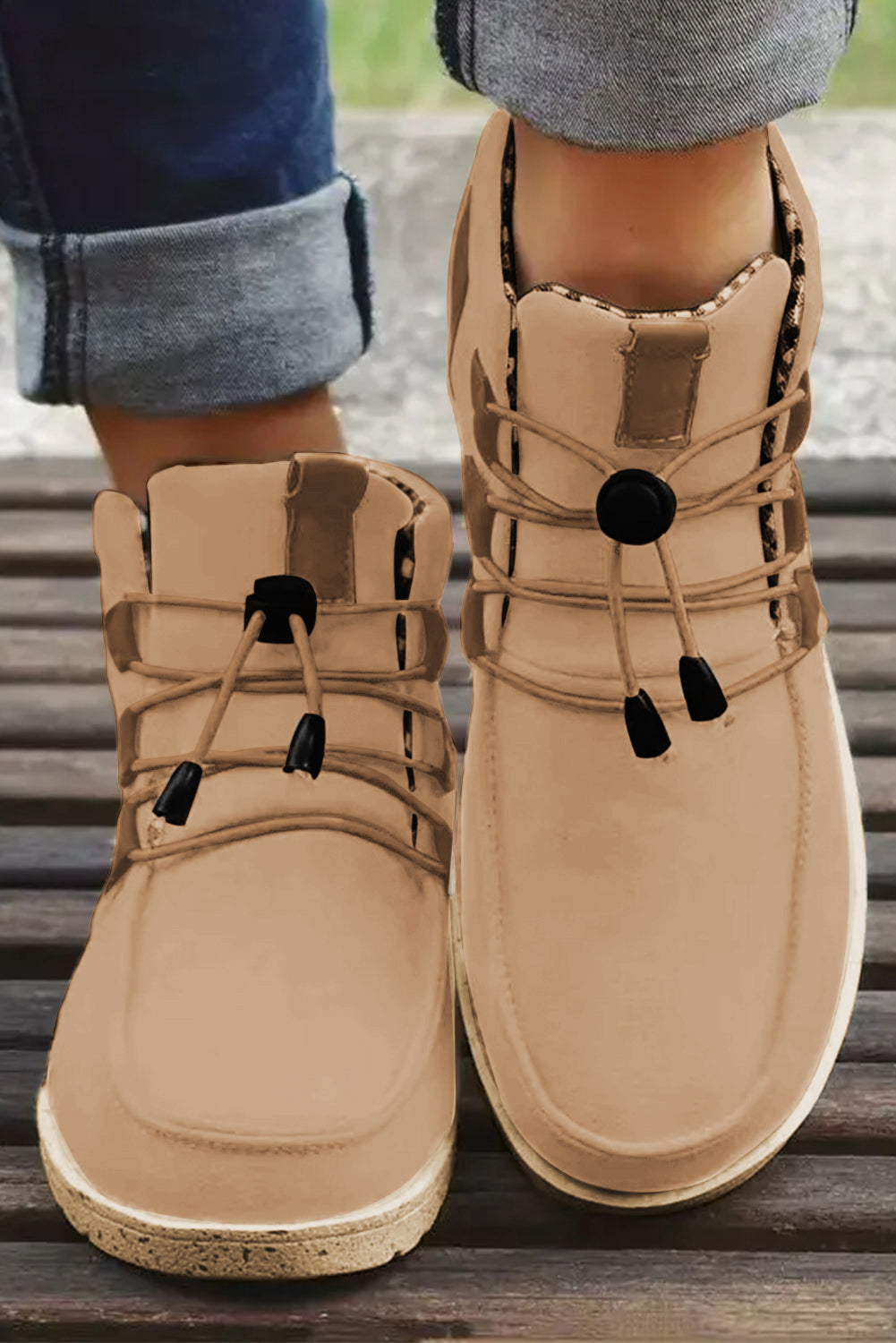 Beige Faux Suede Lace Up Ankle Boots