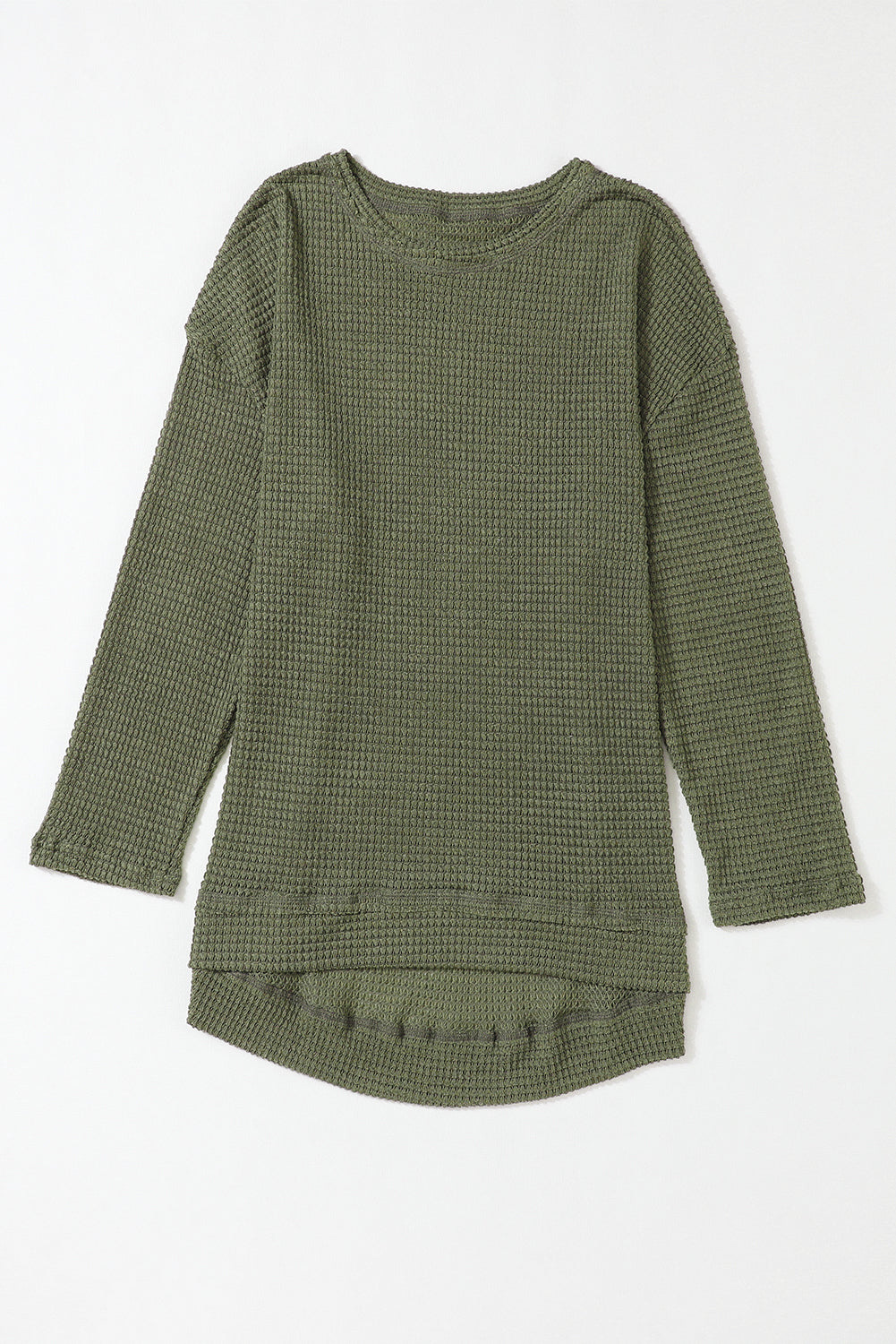 Moss Green Plus Size Textured Knit Long Sleeve Top