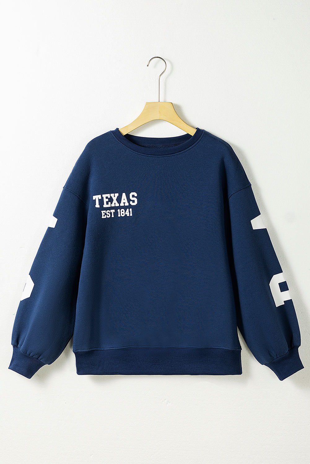 Sail Blue DALLAS Print Balloon Sleeve Oversized Sweatshirt