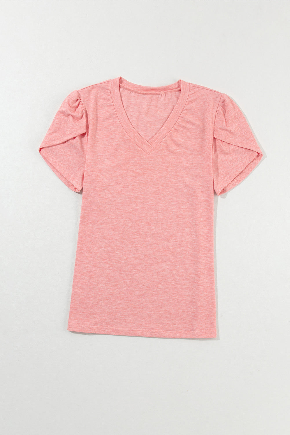 Carbon Grey Fashion Petal Sleeve V Neck T Shirt