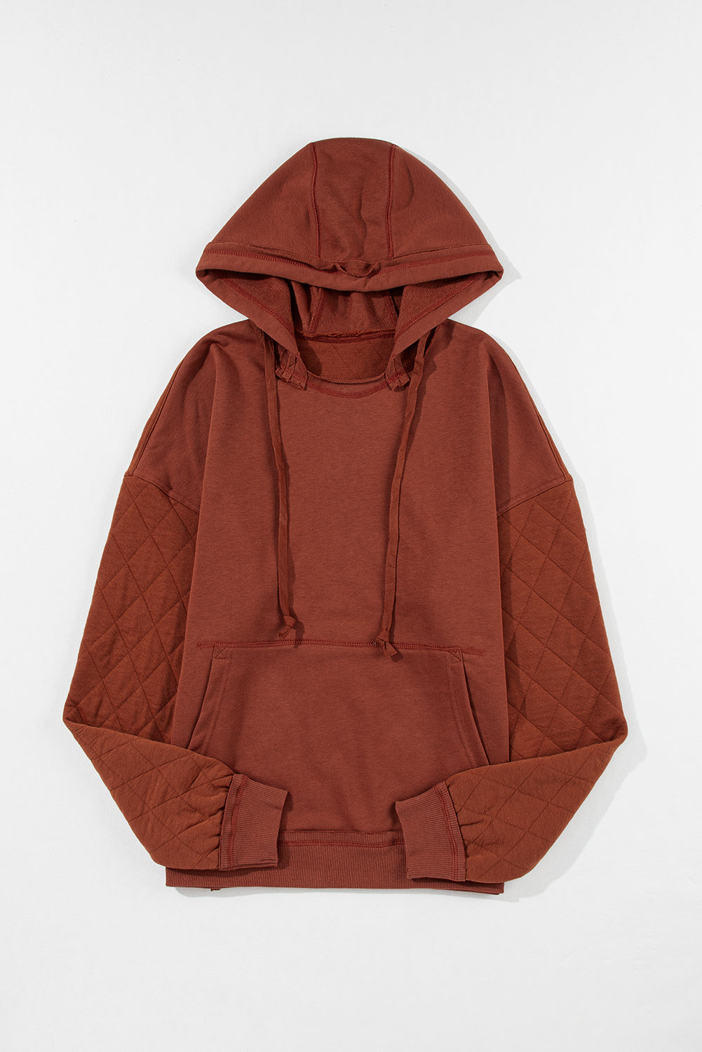 Quilted Patchwork Exposed Seam Hoodie