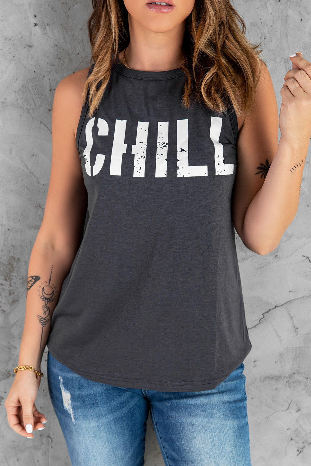 CHILL Graphic Print Tank Top