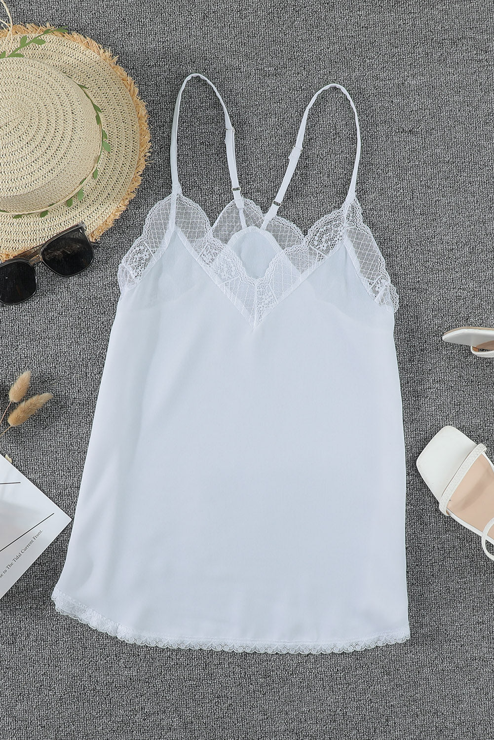 White Delicate Balance Lace Cami Tank