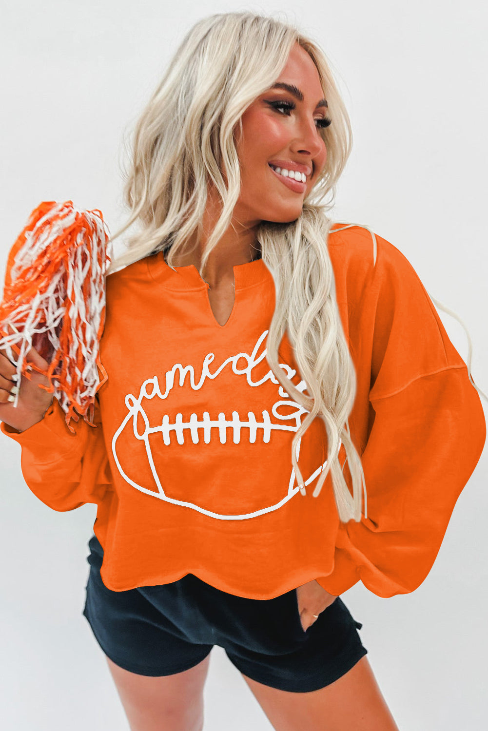 Game Day Lettering Notched Neck Sweatshirt