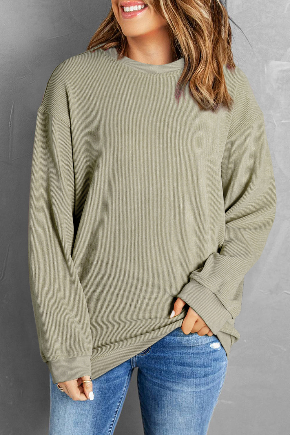 Corded Crew Neck Sweatshirt