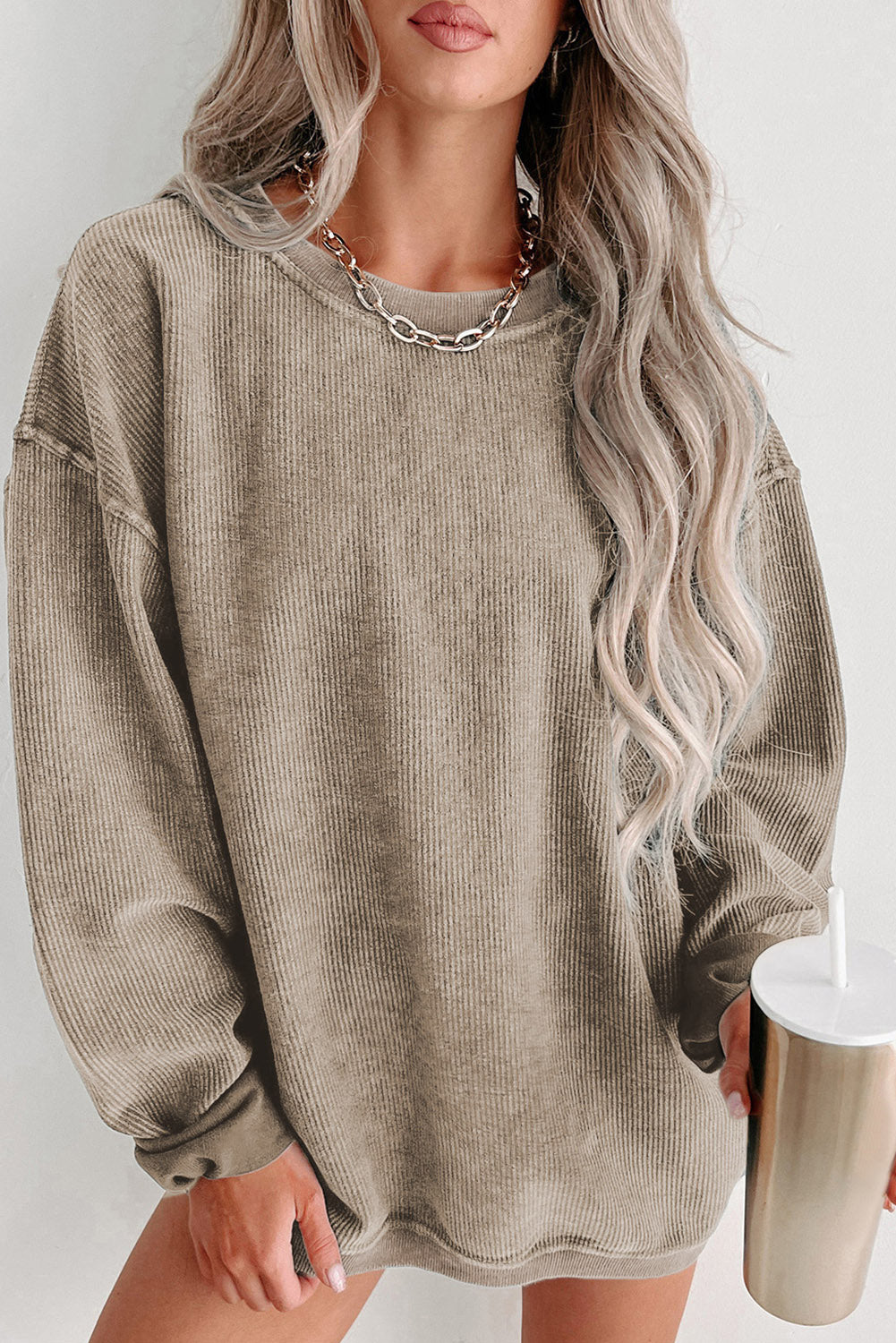 Corded Crew Neck Sweatshirt