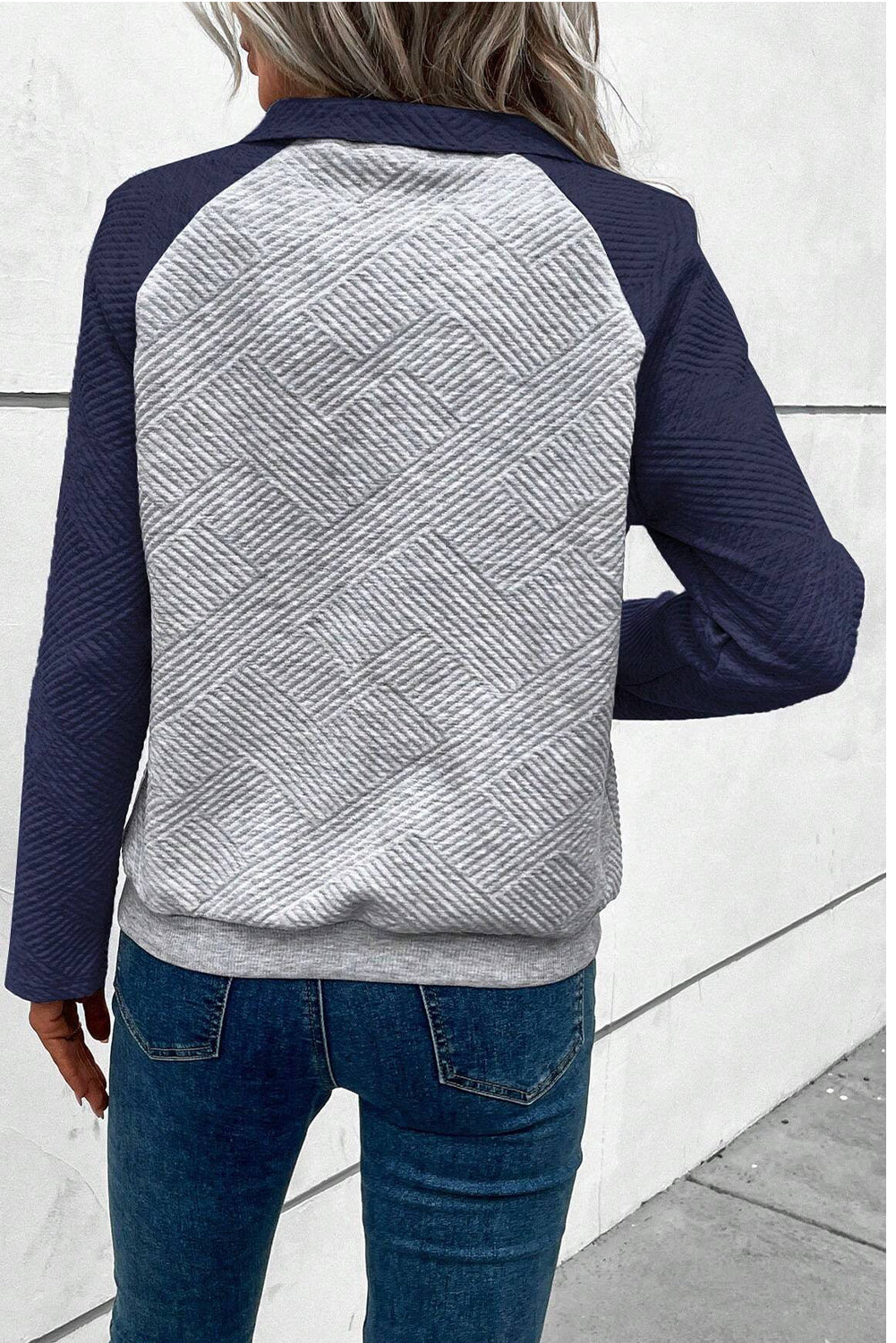 Textured Knit Buttoned Kangaroo Pocket Sweatshirt