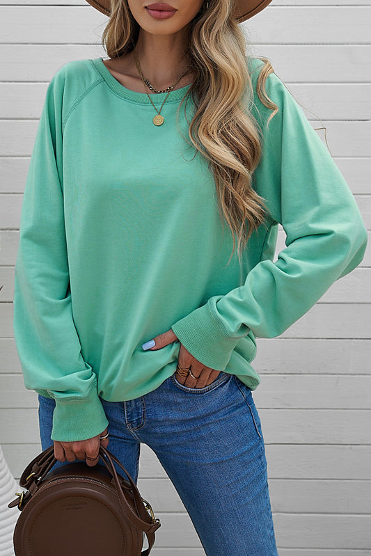 French Terry Cotton Blend Pullover Sweatshirt