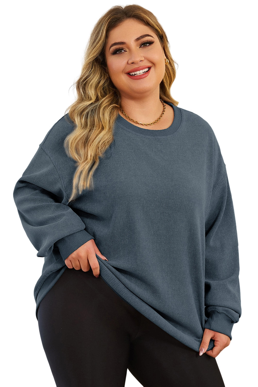 Corded Crew Neck Sweatshirt