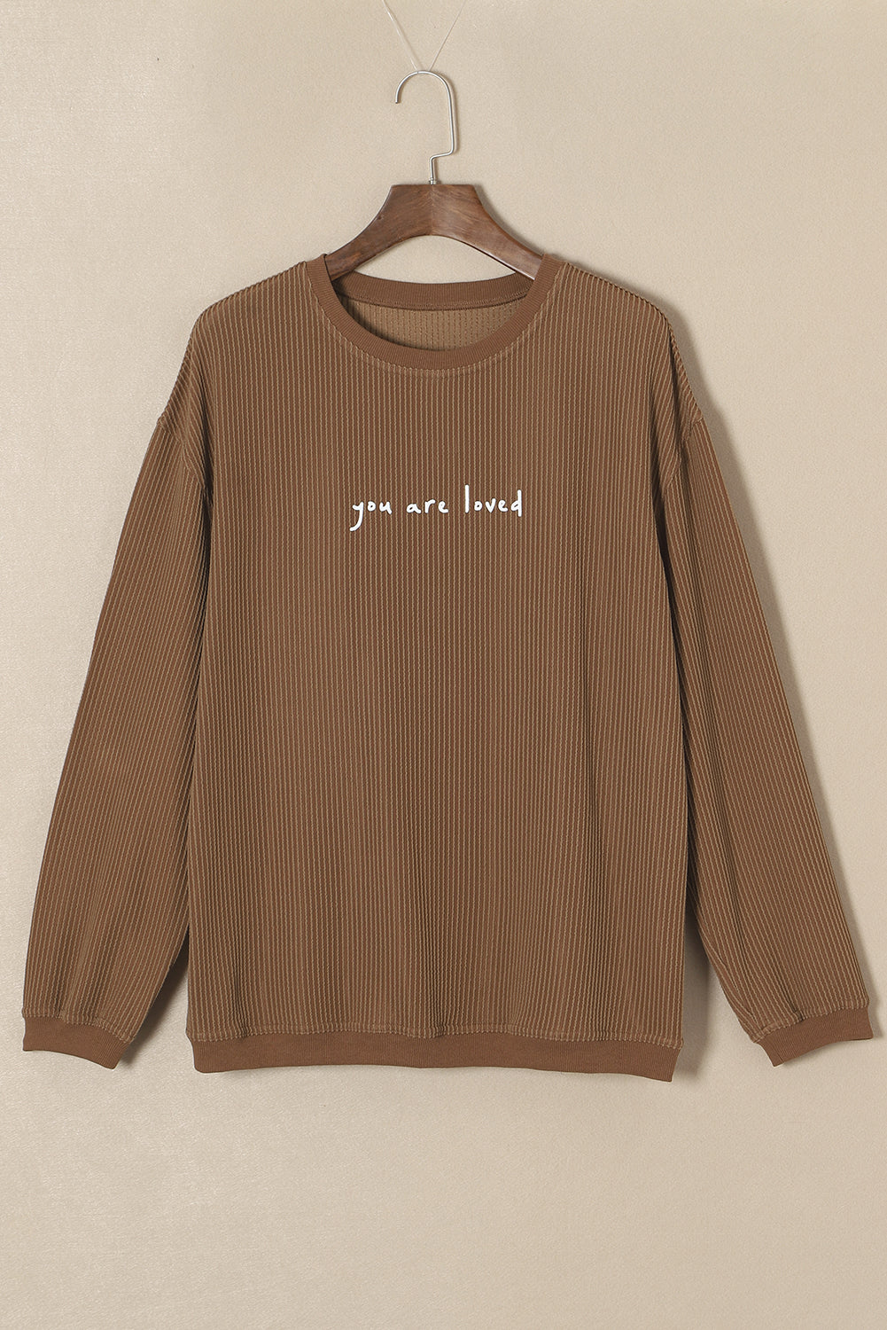 You Are Loved Print Corduroy Sweatshirt