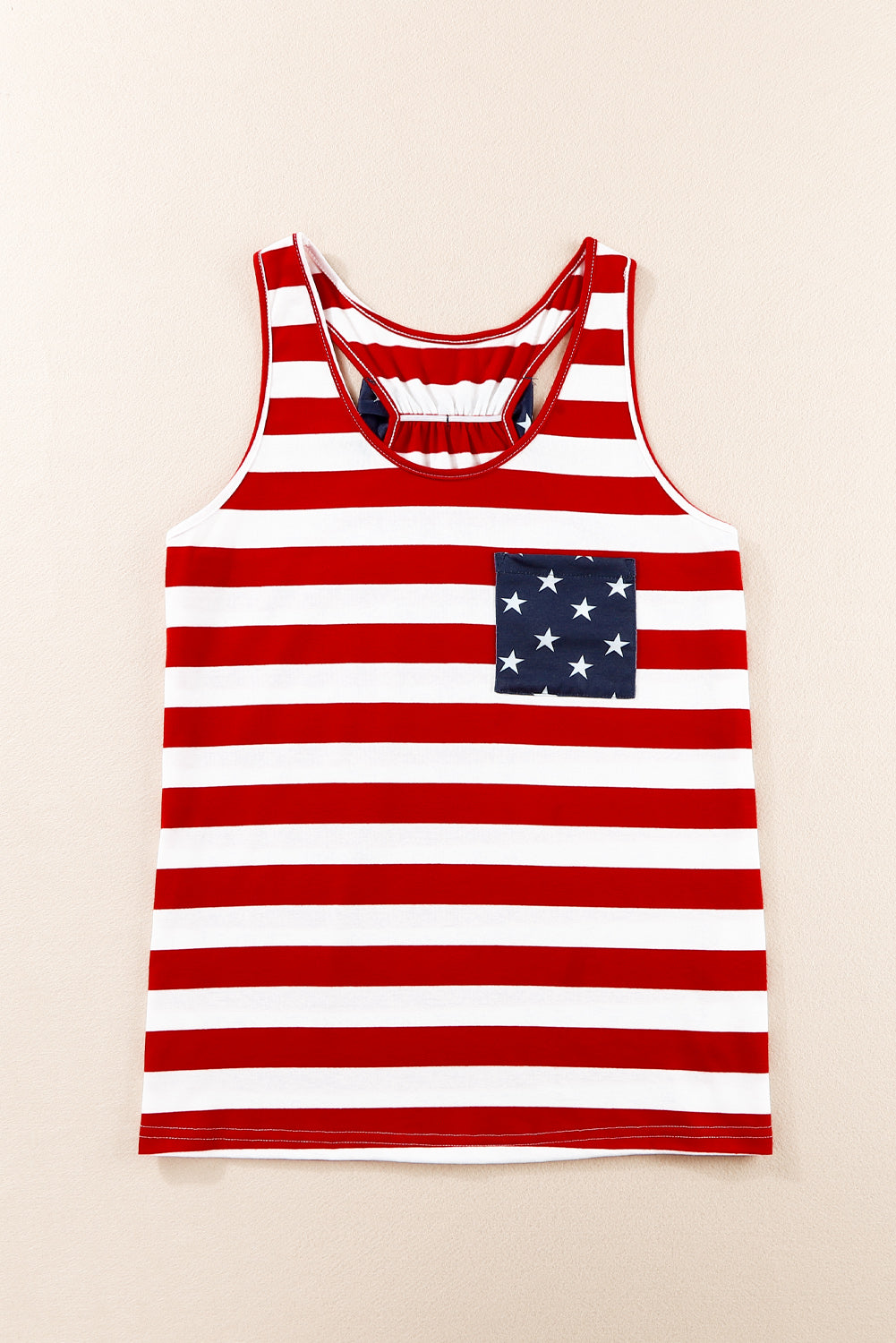 Red Pocket Patch Stars & Stripes Tank Top