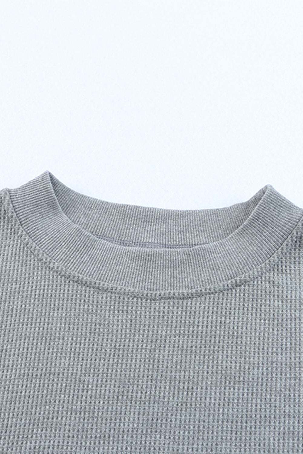 Apricot Crew Neck Ribbed Trim Waffle Knit Top