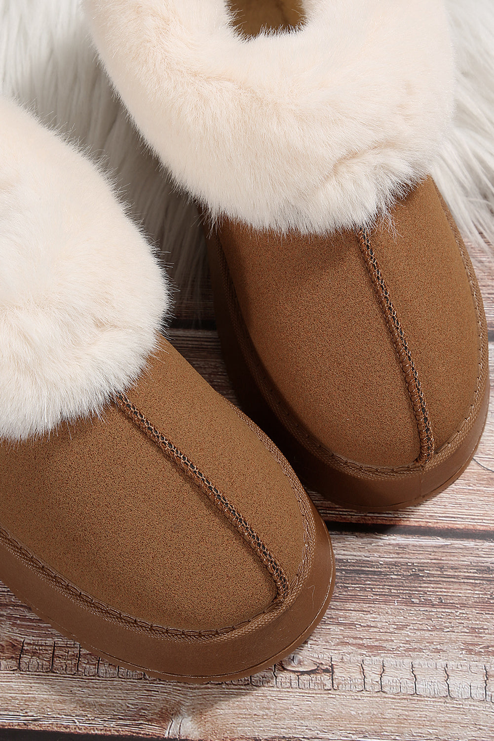 Suede Contrast Print Plush Lined Snow Boots