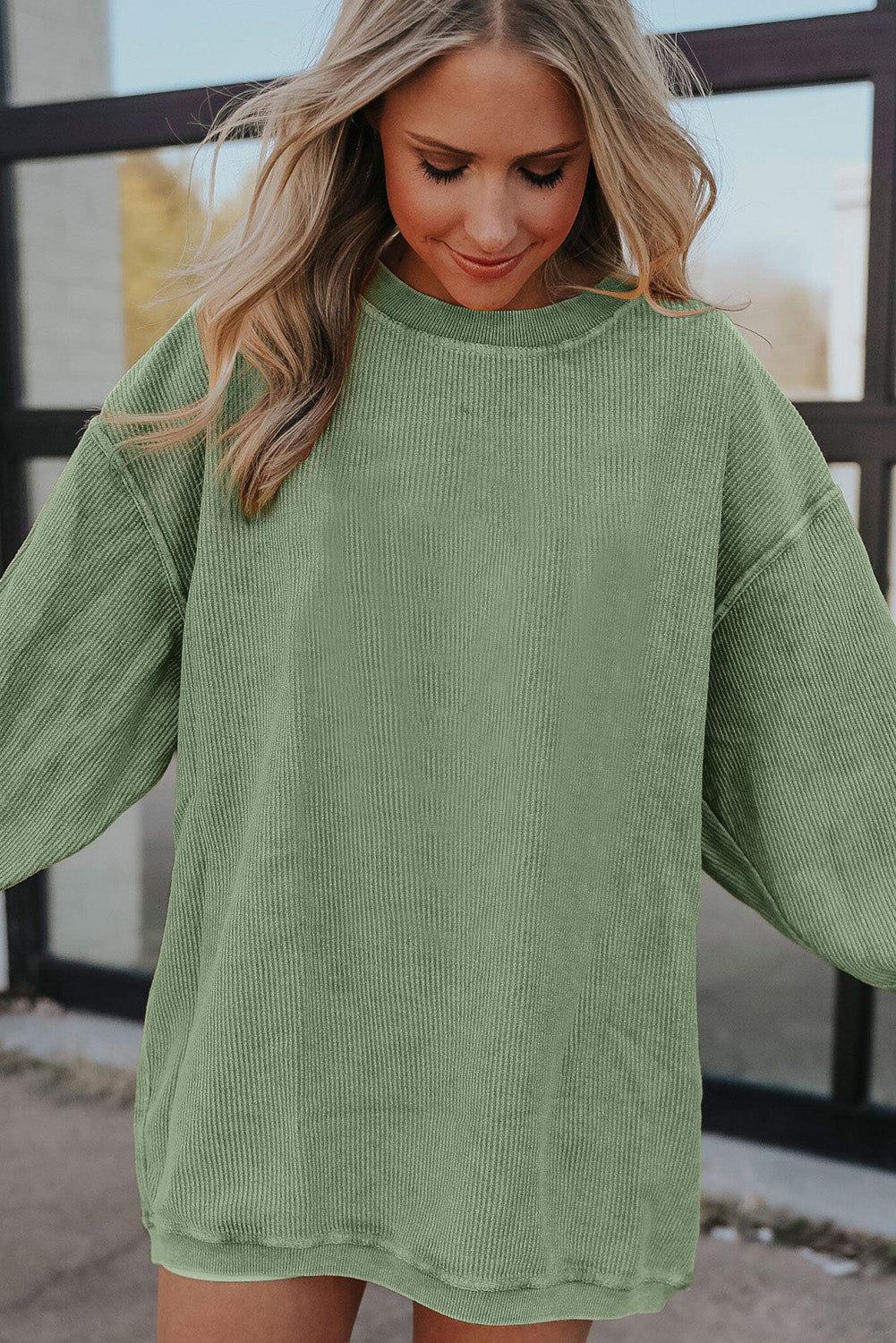 Ribbed Corded Oversized Sweatshirt - Multiple Colors Oversized Sweatshirt