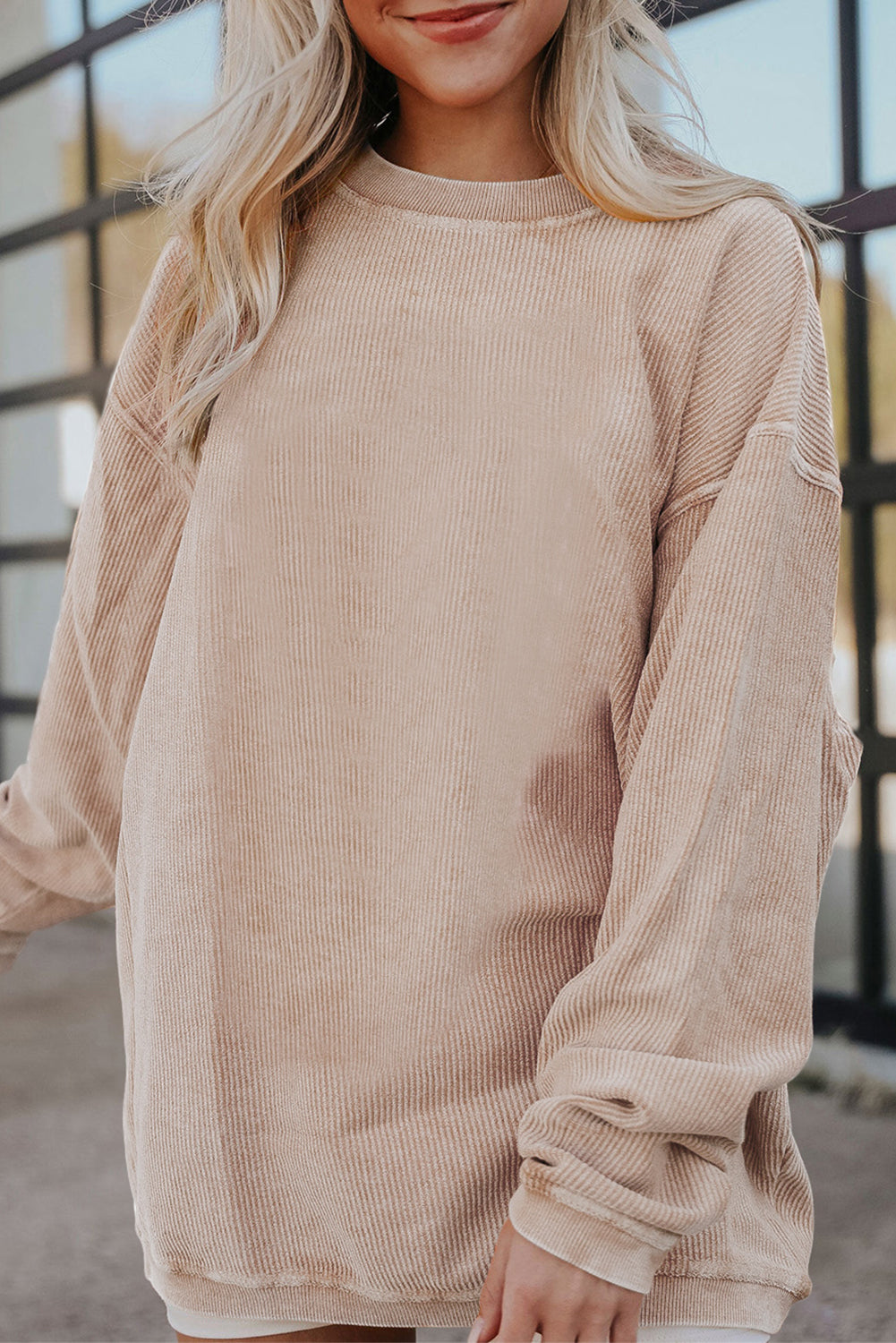 Ribbed Corded Oversized Sweatshirt - Multiple Colors Oversized Sweatshirt