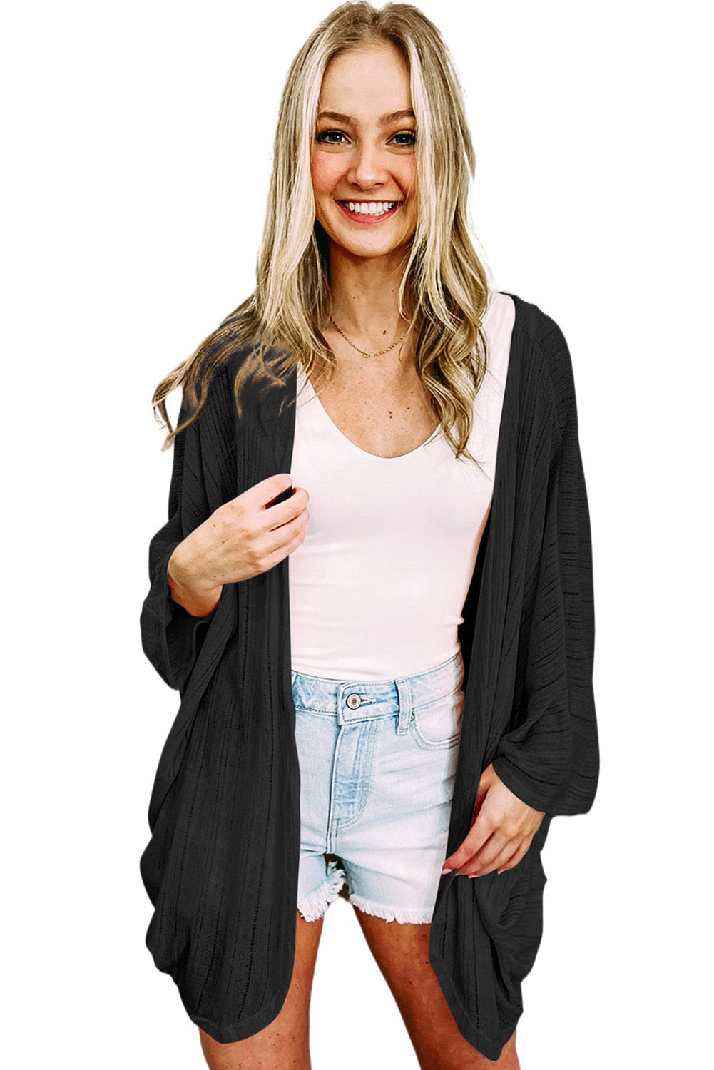 Pink Sheer Lightweight Knit Long Sleeve Cardigan