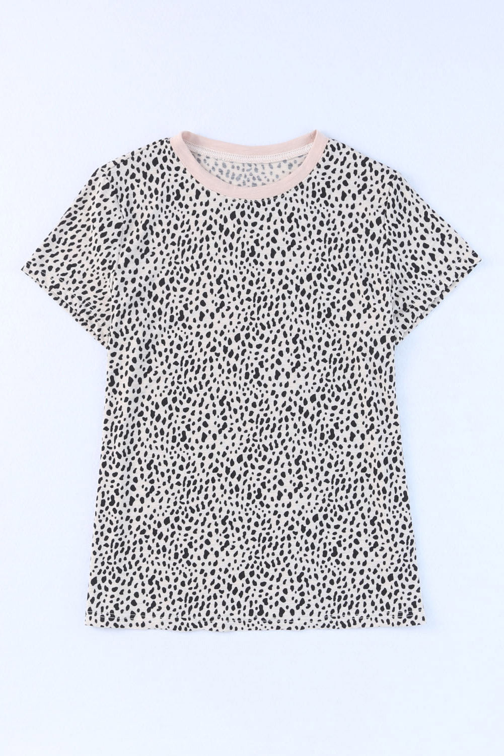 Gray Cheetah Print O-neck Short Sleeve T Shirt