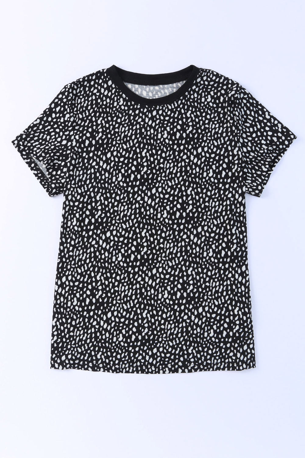 Gray Cheetah Print O-neck Short Sleeve T Shirt