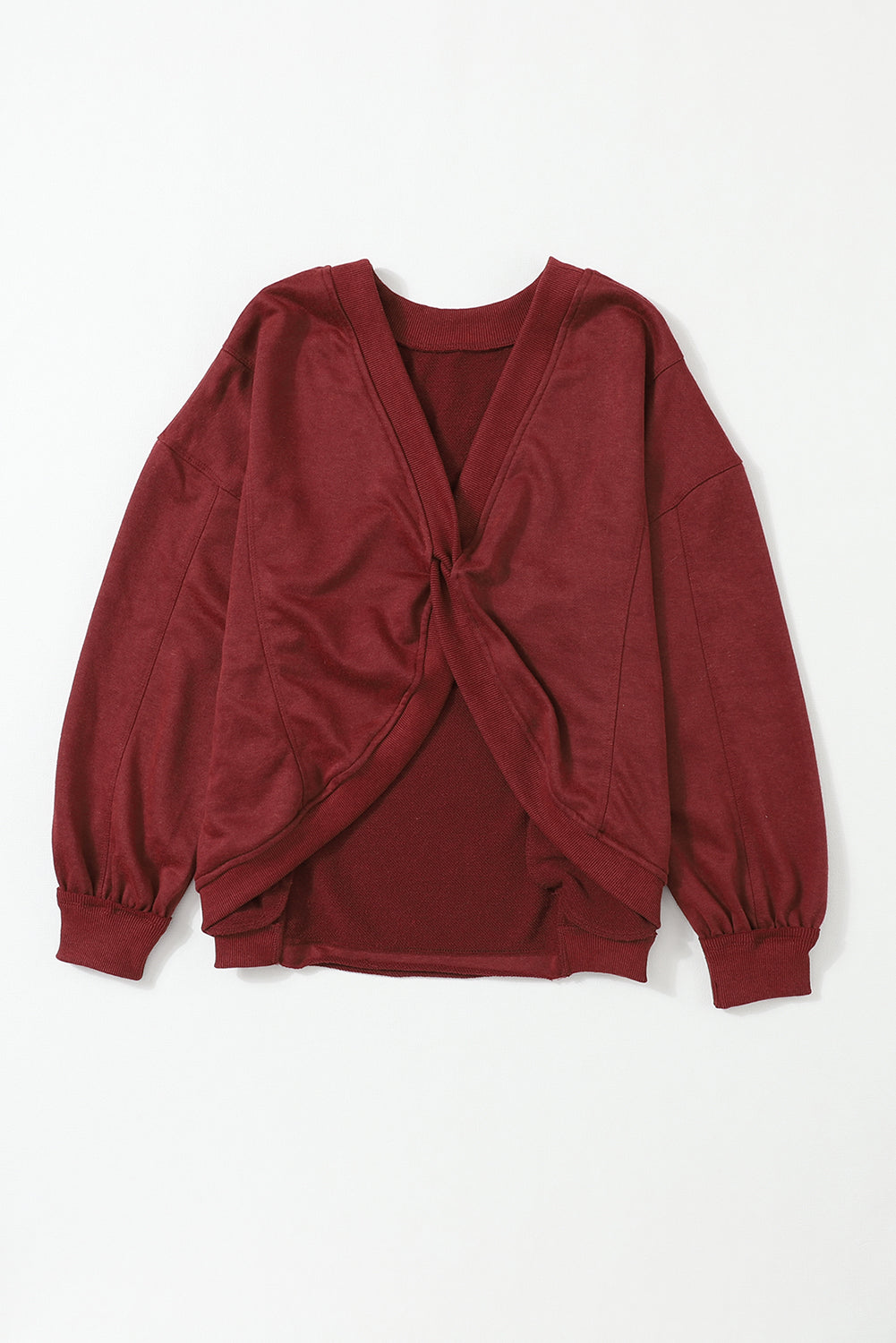 Rose Exposed Seam Twist Open Back Oversized Sweatshirt