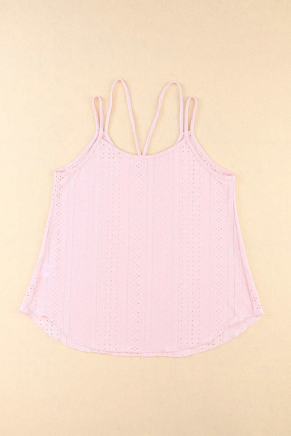 Pink Eyelet Strappy Scoop-Neck Tank Top