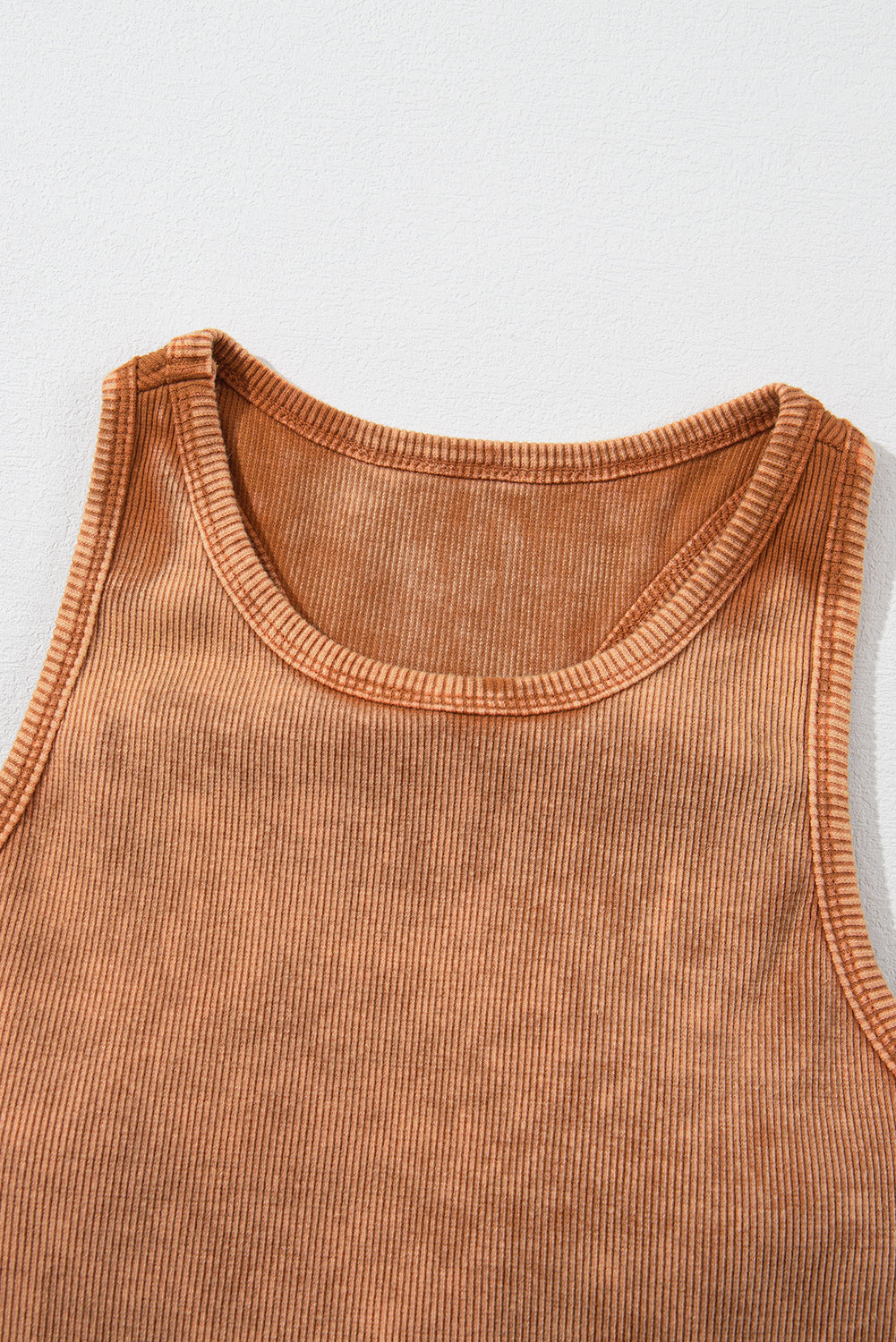 Ribbed Mineral Wash Racerback Cropped Tank Top