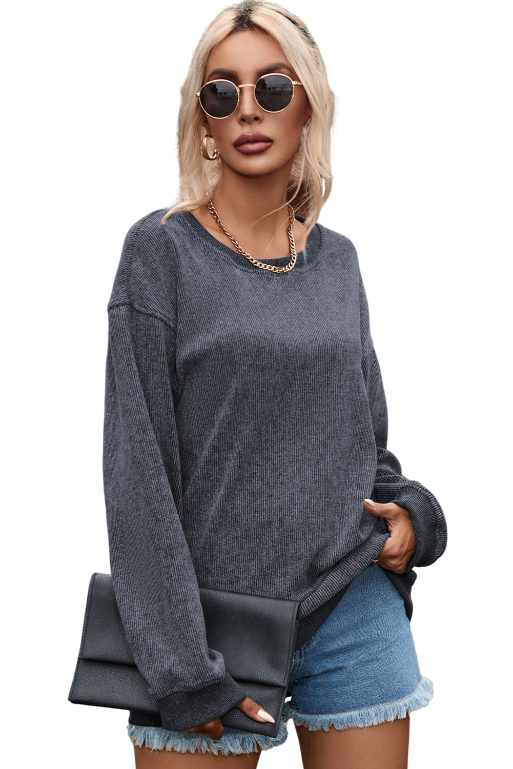 Corded Crew Neck Sweatshirt