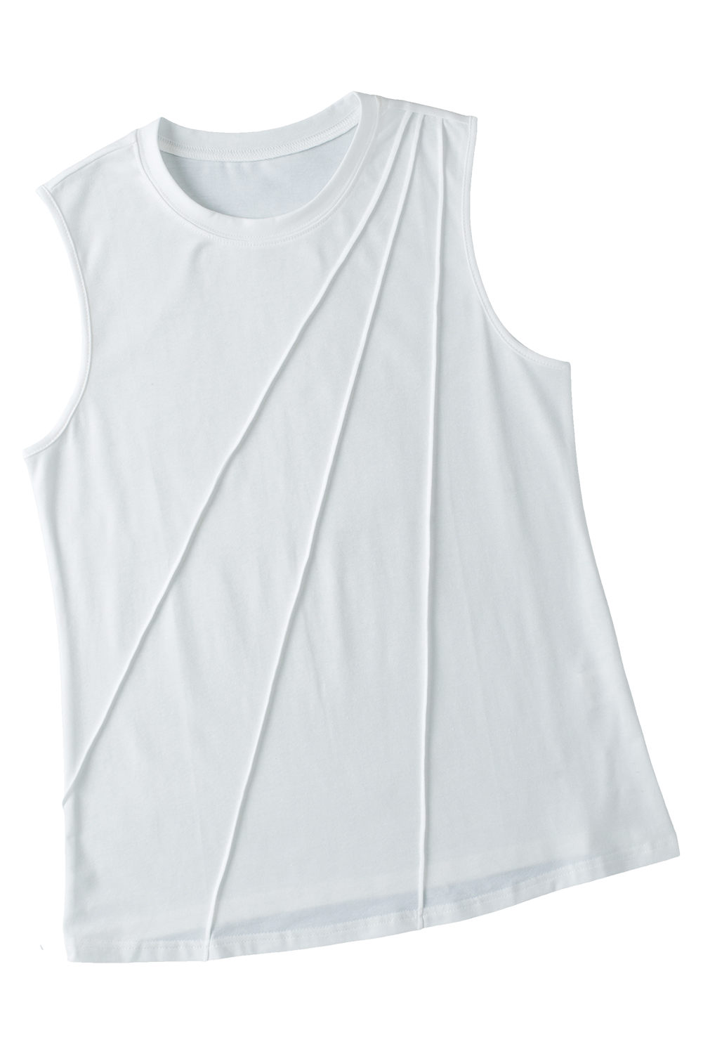 Crew Neck Pleated Tank Top