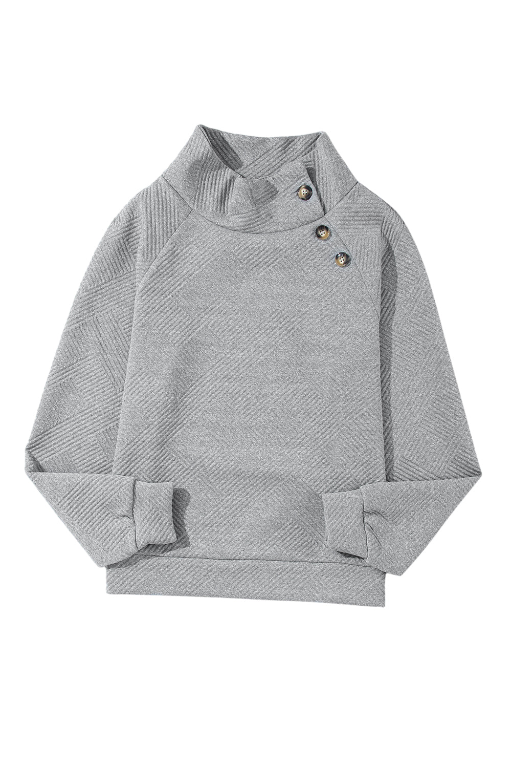 Textured Knit Buttoned Kangaroo Pocket Sweatshirt