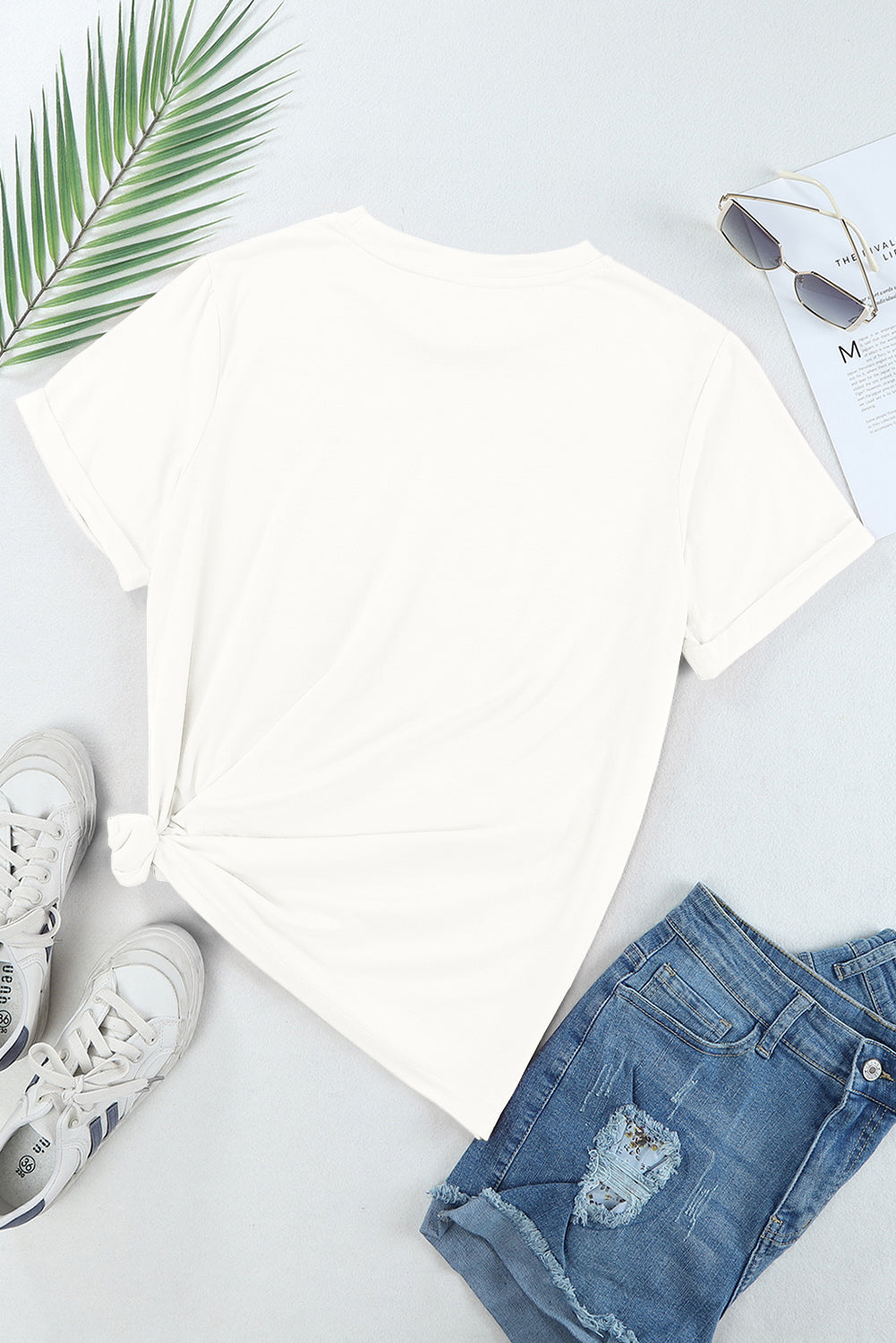 Casual Plain Crew Neck Tee