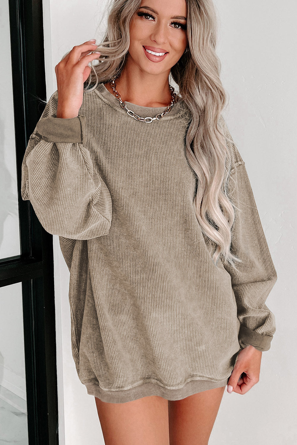 Corded Crew Neck Sweatshirt