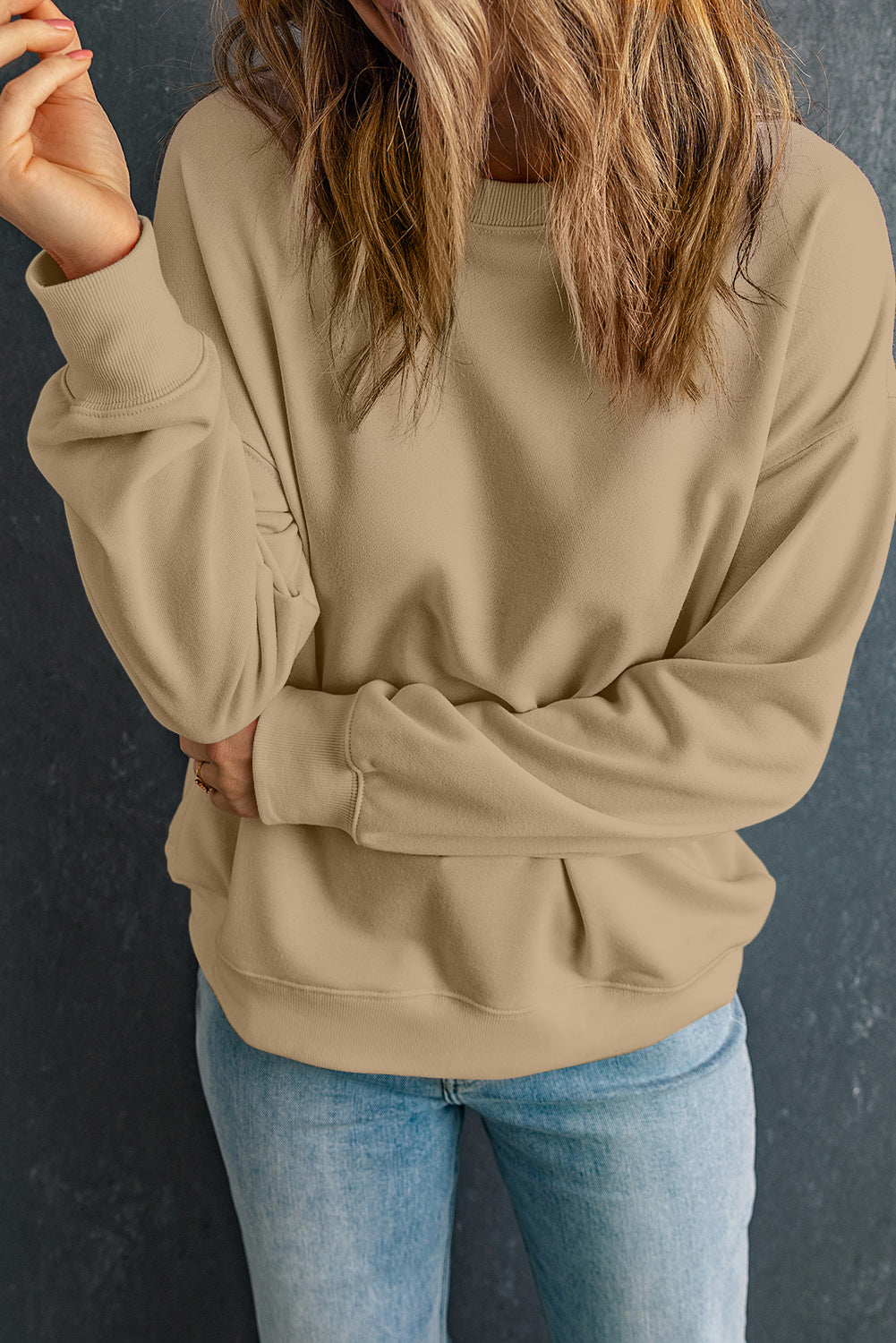 Solid Classic Crewneck Pullover Sweatshirt