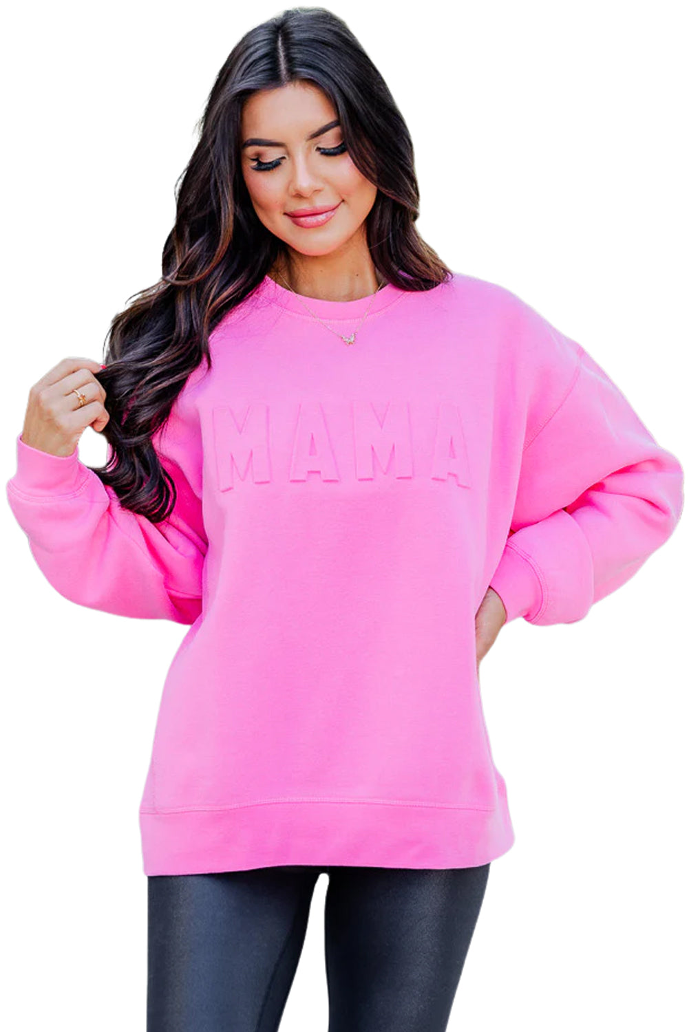 Bonbon COFFEE Letter Embossed Casual Sweatshirt