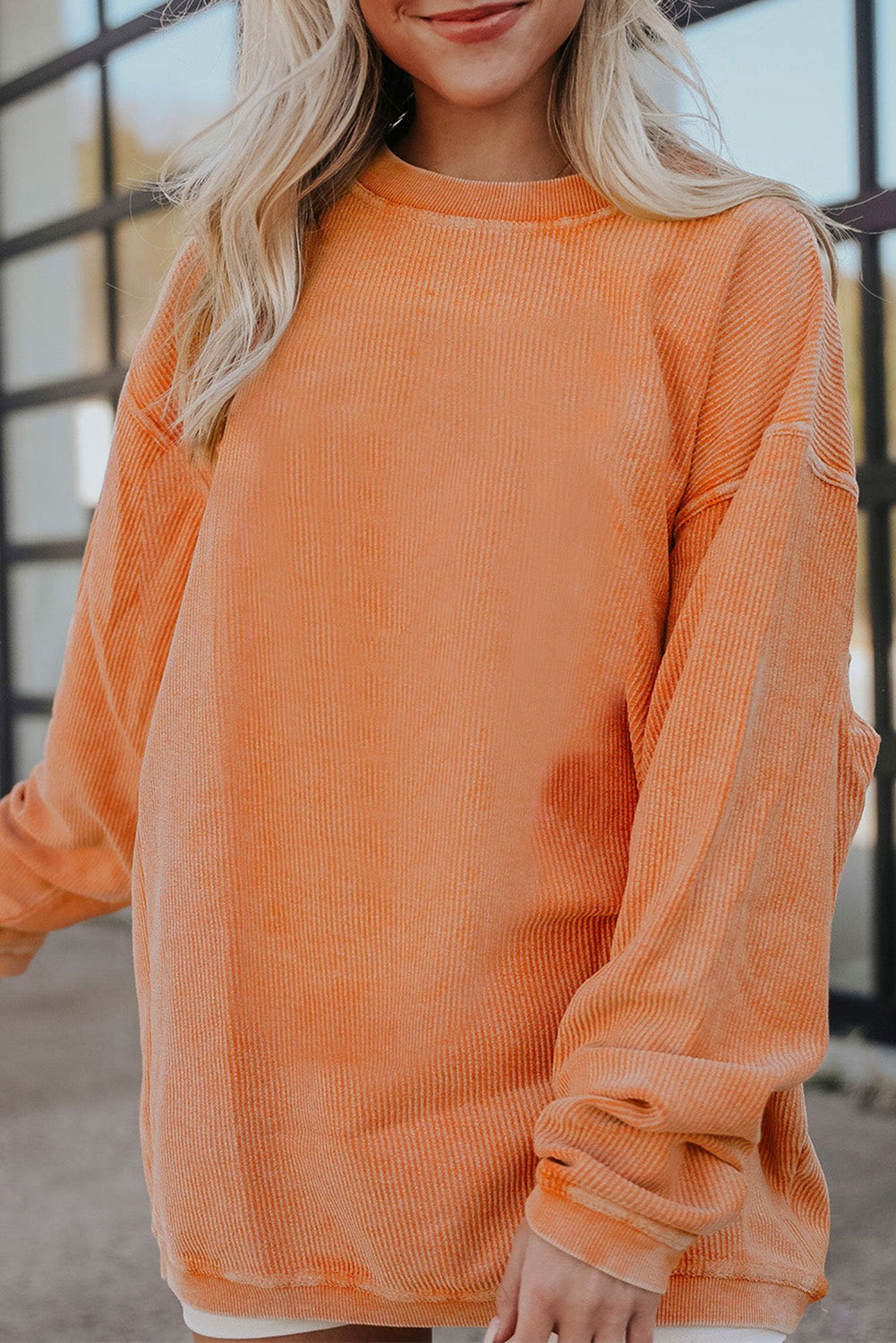 Ribbed Corded Oversized Sweatshirt - Multiple Colors Oversized Sweatshirt