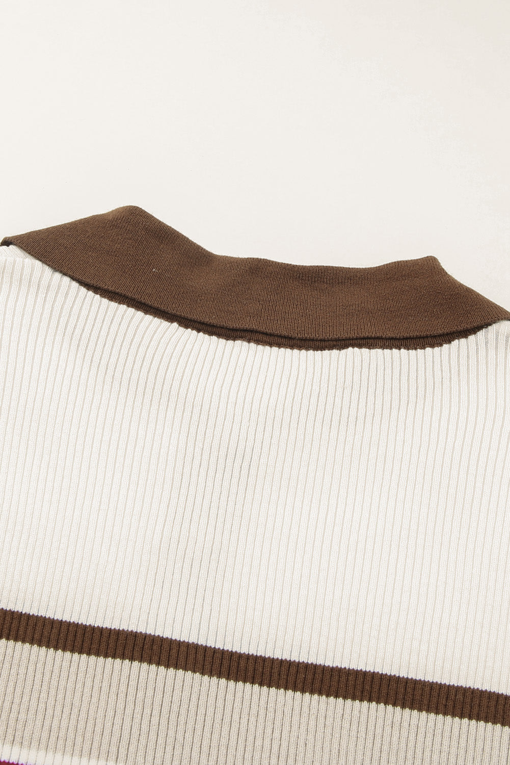 Rib Knitted Stripe Detail Henley Sweater