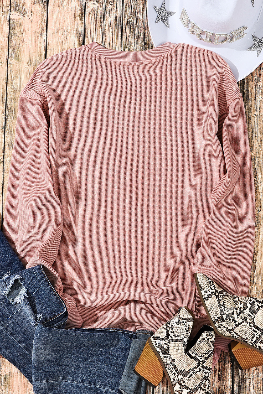 Corded Crew Neck Sweatshirt