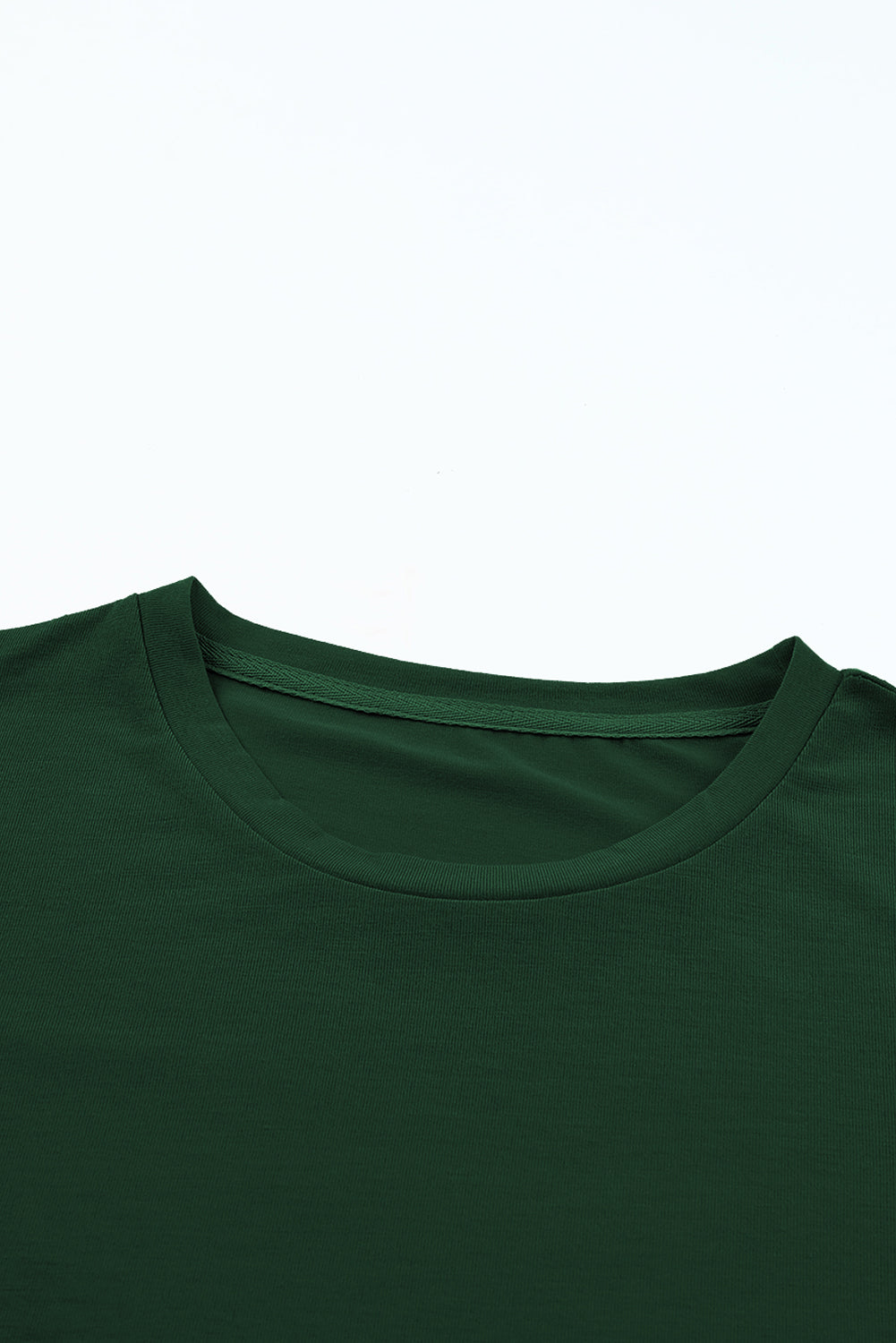 Khaki Casual Plain Crew Neck Tee