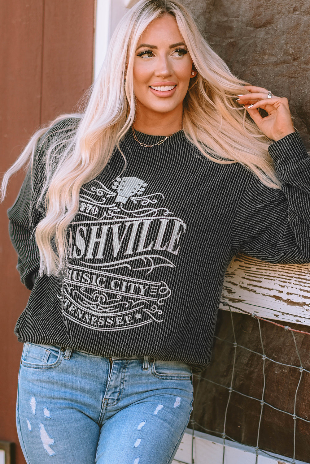 NASHVILLE MUSIC CITY Corded Graphic Sweatshirt