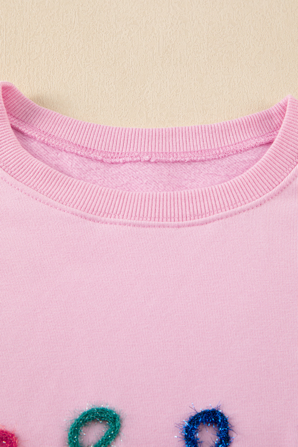 Pink Howdy Heart Graphic Round Neck Casual Sweater