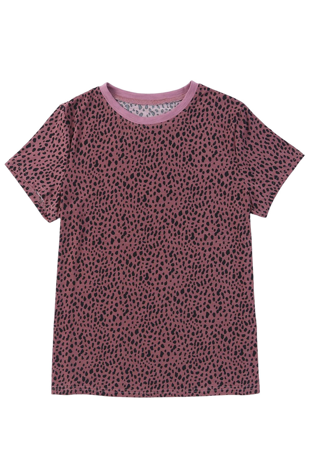 Gray Cheetah Print O-neck Short Sleeve T Shirt