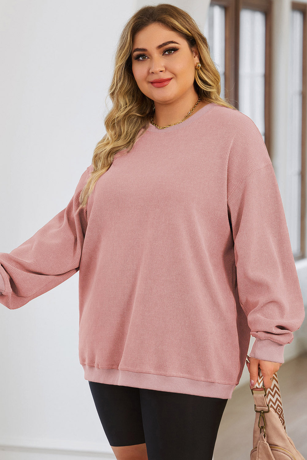 Corded Crew Neck Sweatshirt