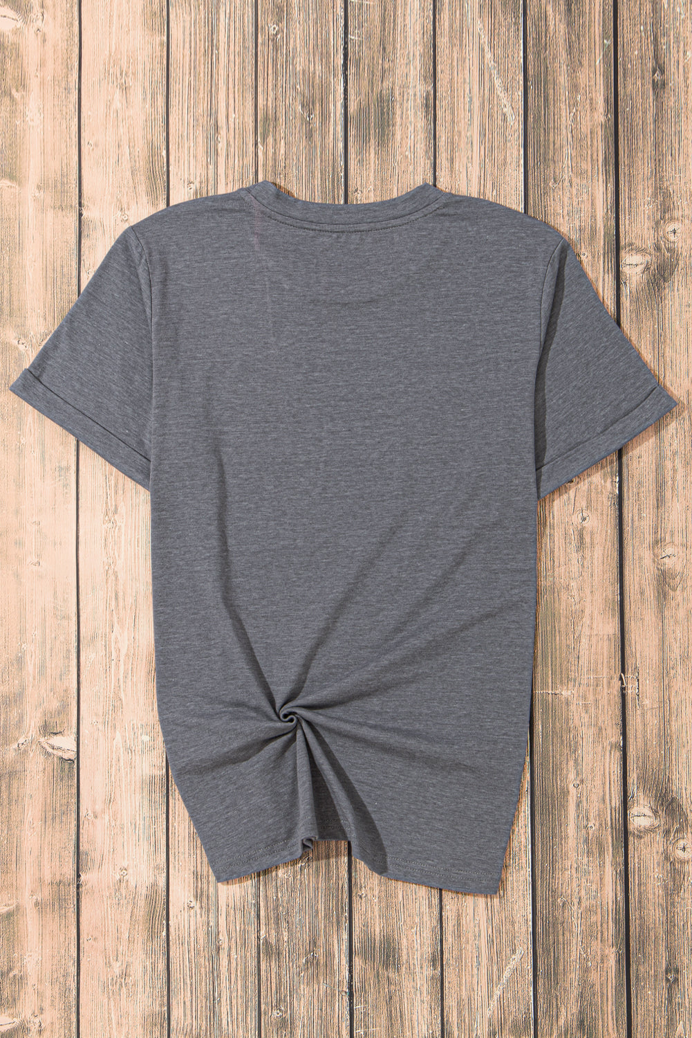 Khaki Casual Plain Crew Neck Tee