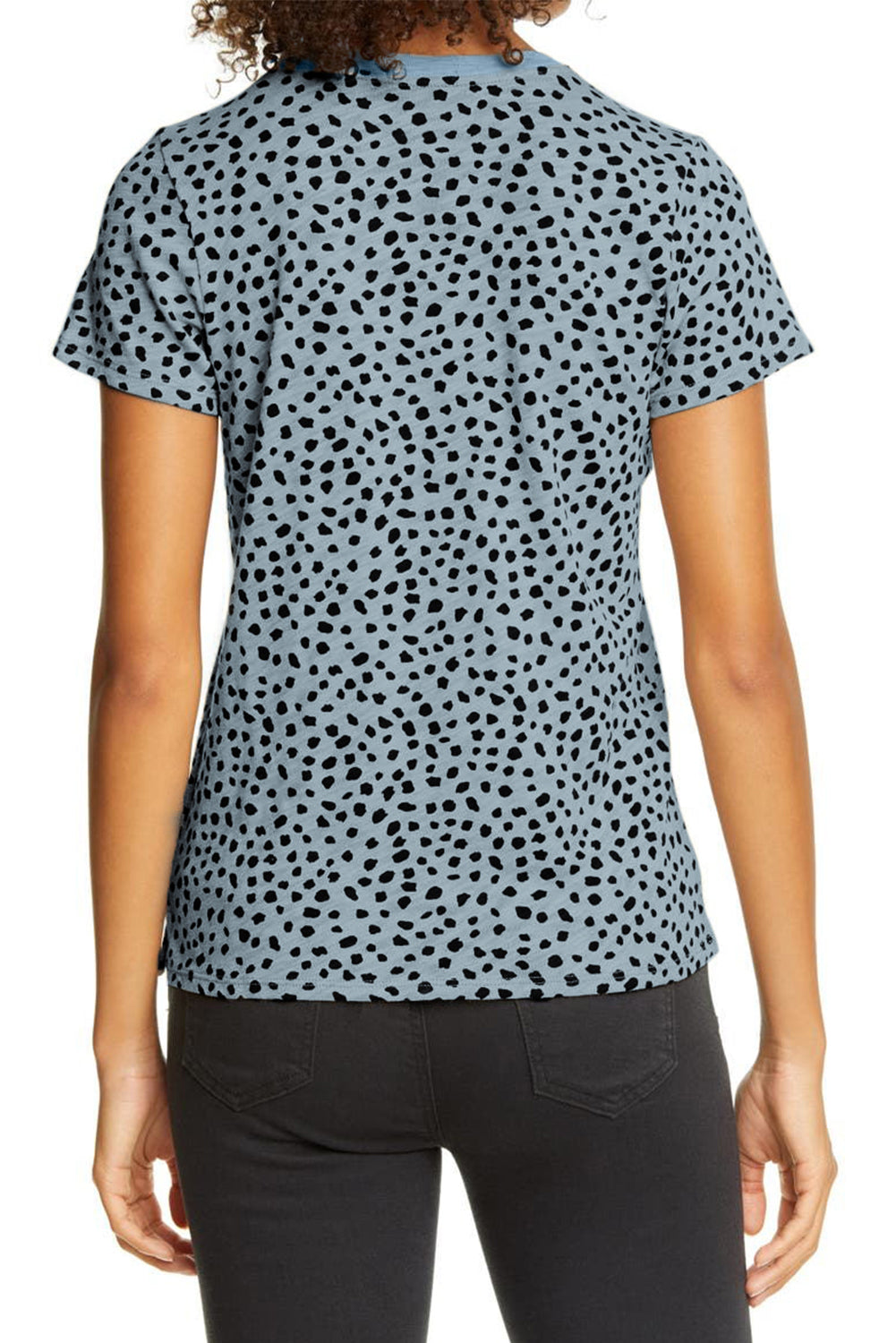 Gray Cheetah Print O-neck Short Sleeve T Shirt