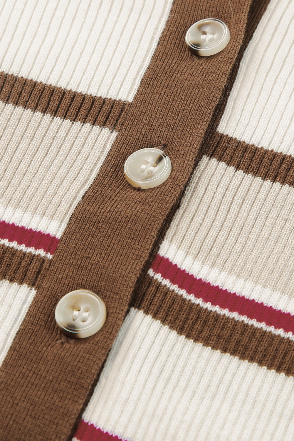 Rib Knitted Stripe Detail Henley Sweater